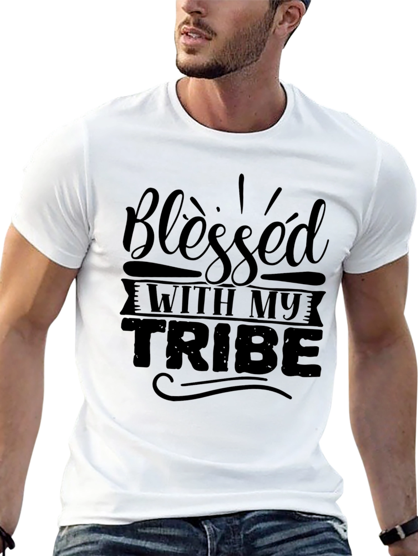 Blessed With My Tribe Black Graphic Tee