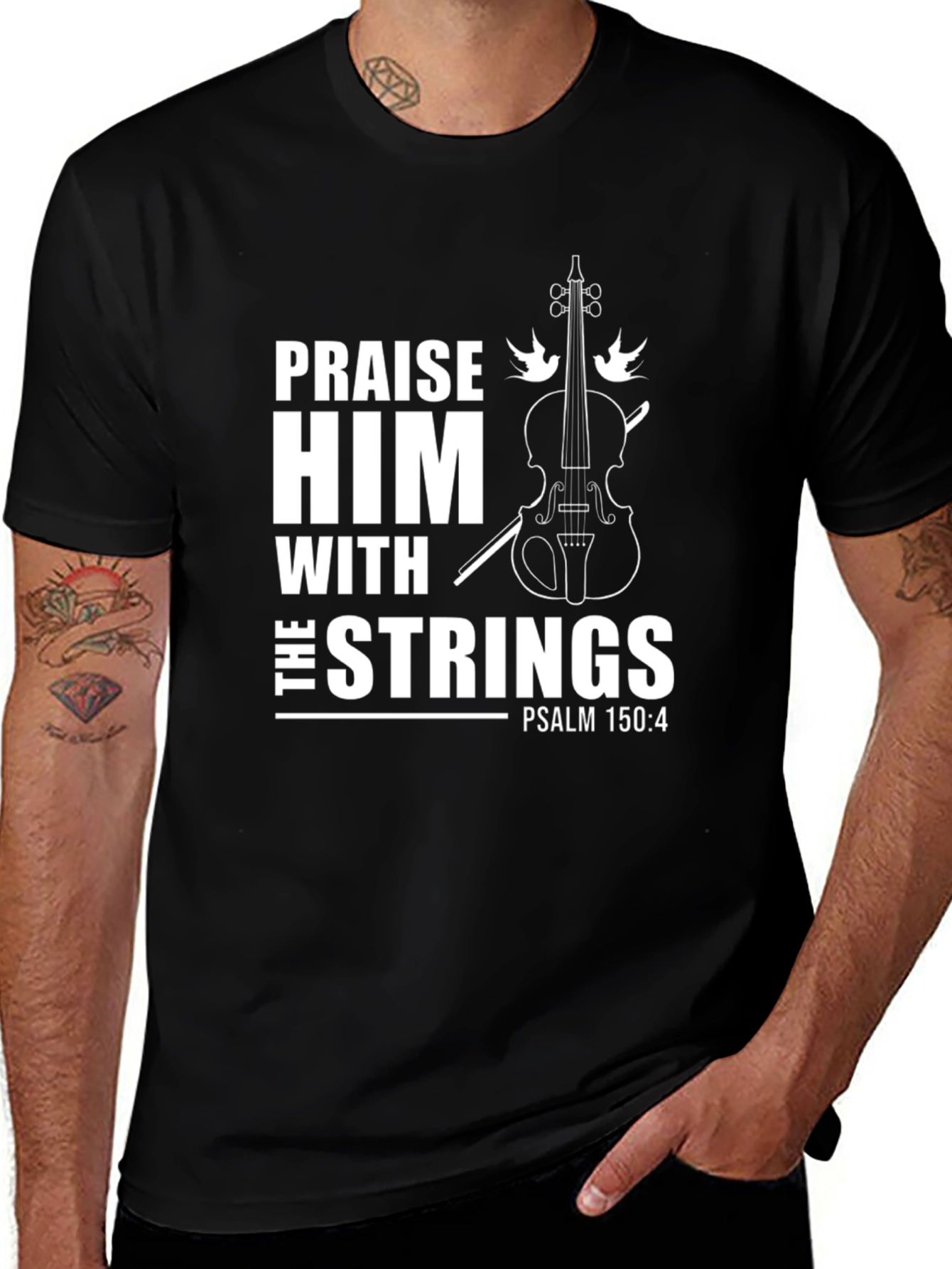 Praise Him With Strings T-Shirt - Christian Violin Design