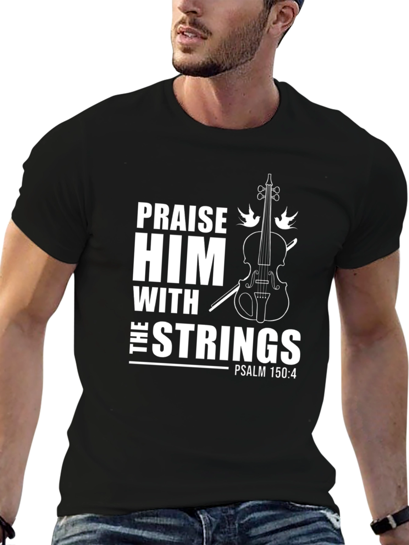 Praise Him With Strings T-Shirt - Christian Violin Design