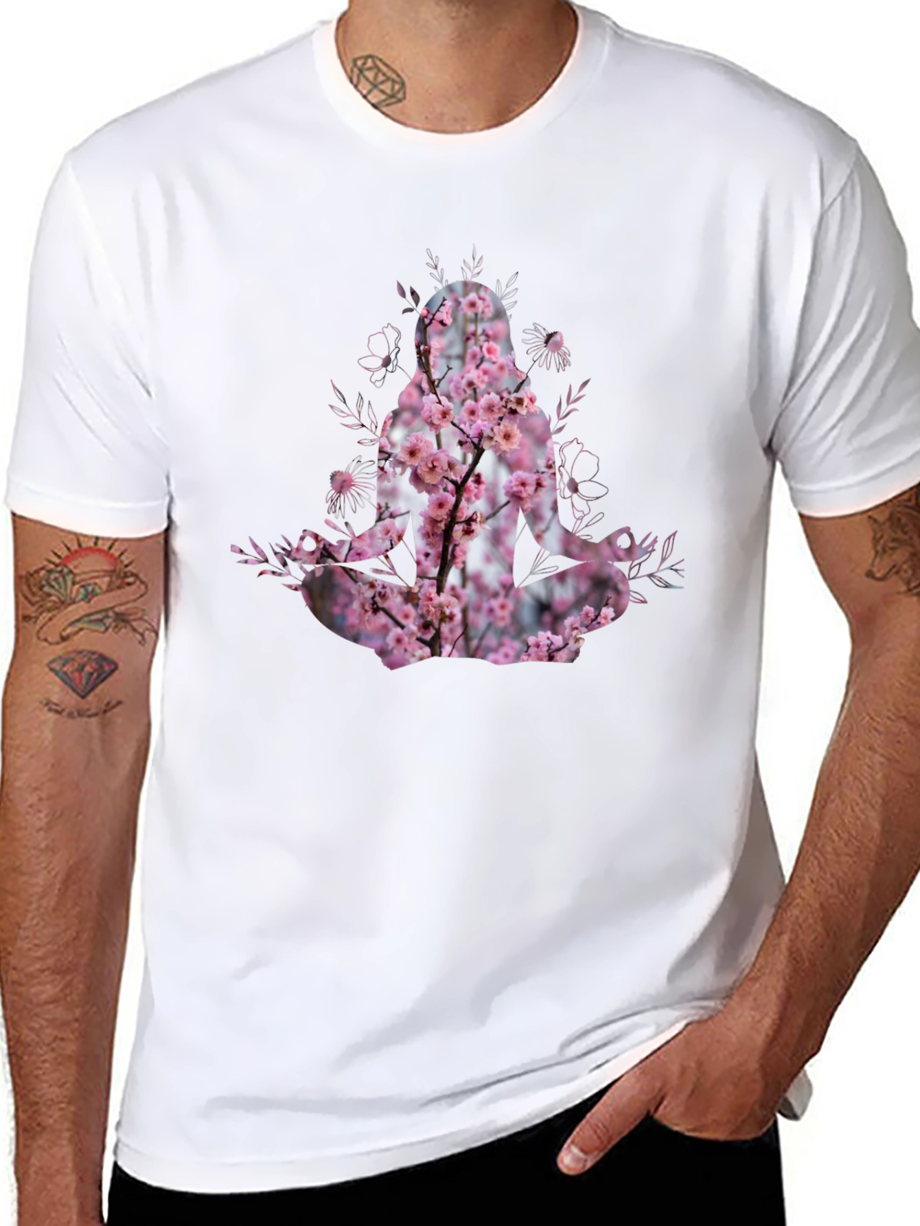 Nature Meditation T-Shirt - Floral Yoga Design
