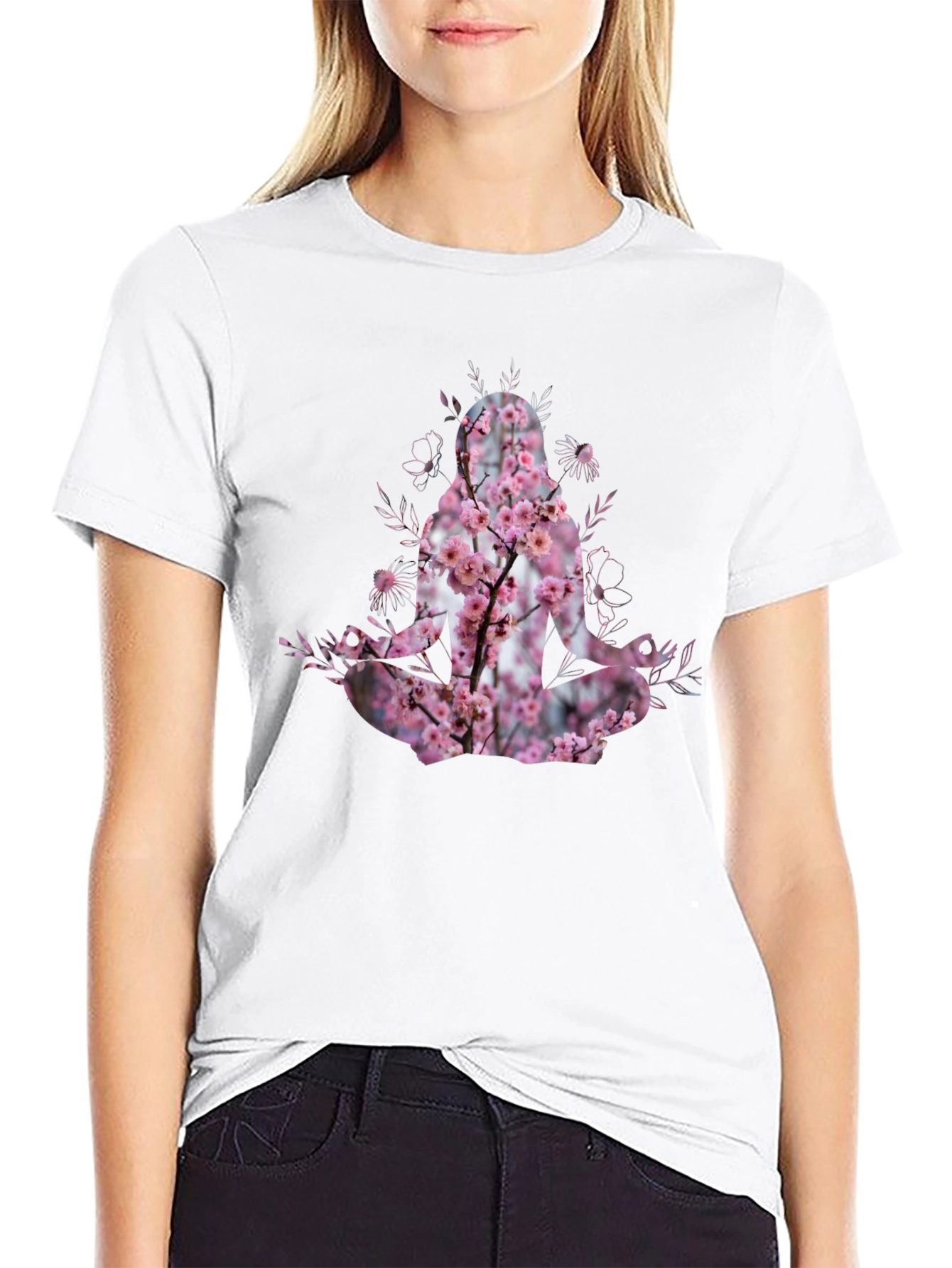 Nature Meditation T-Shirt - Floral Yoga Design