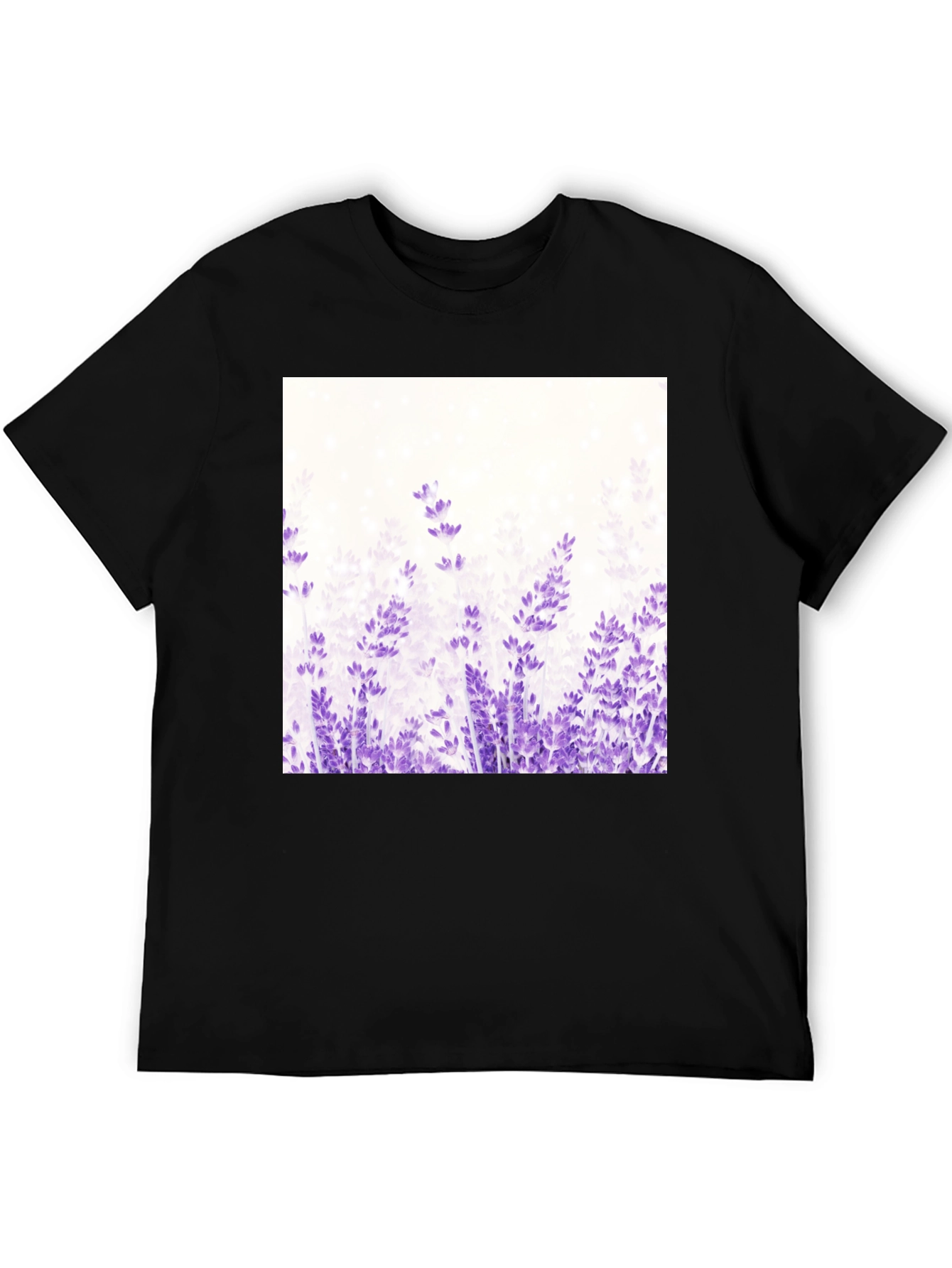 Floral Lavender Graphic T-Shirt - Black