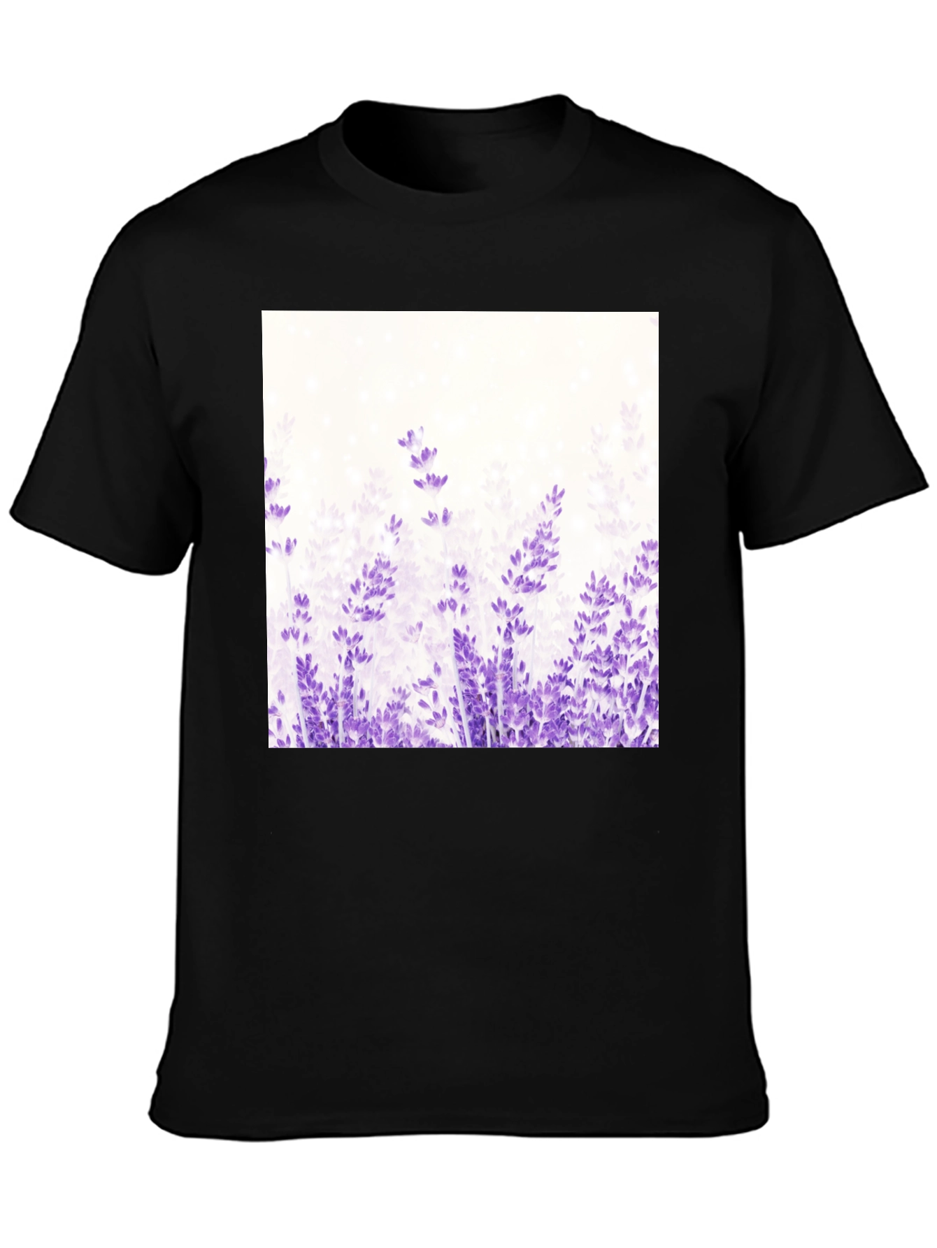 Floral Lavender Graphic T-Shirt - Black
