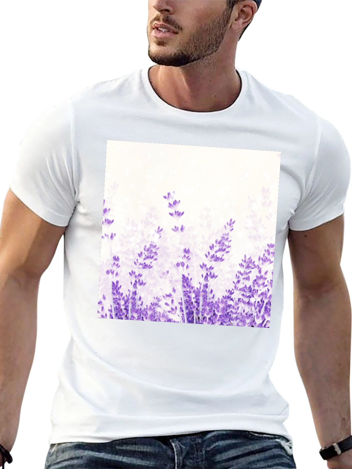 Floral Lavender Graphic T-Shirt - Black