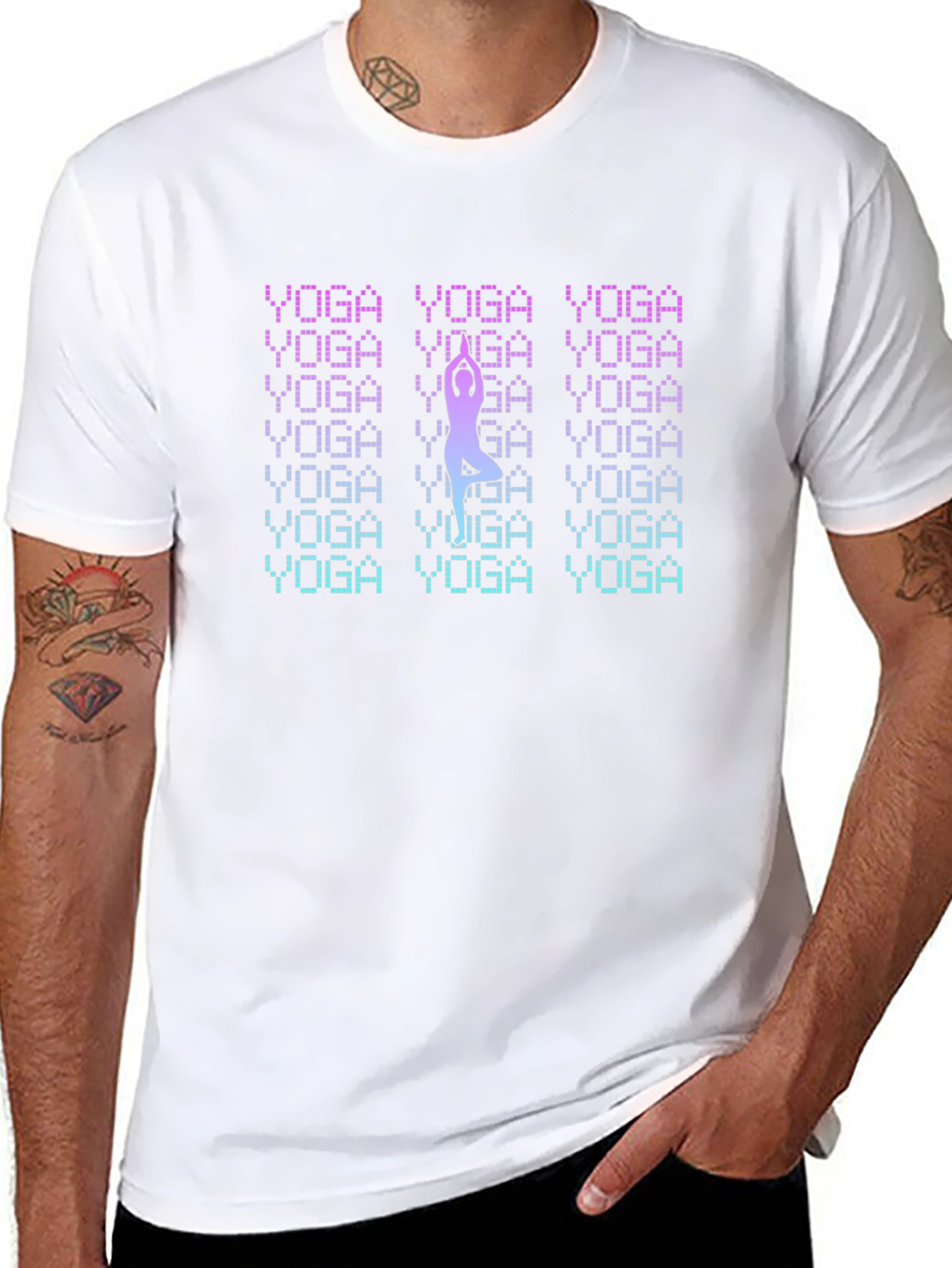 Yoga Pose Graphic Print Mens Black T-Shirt