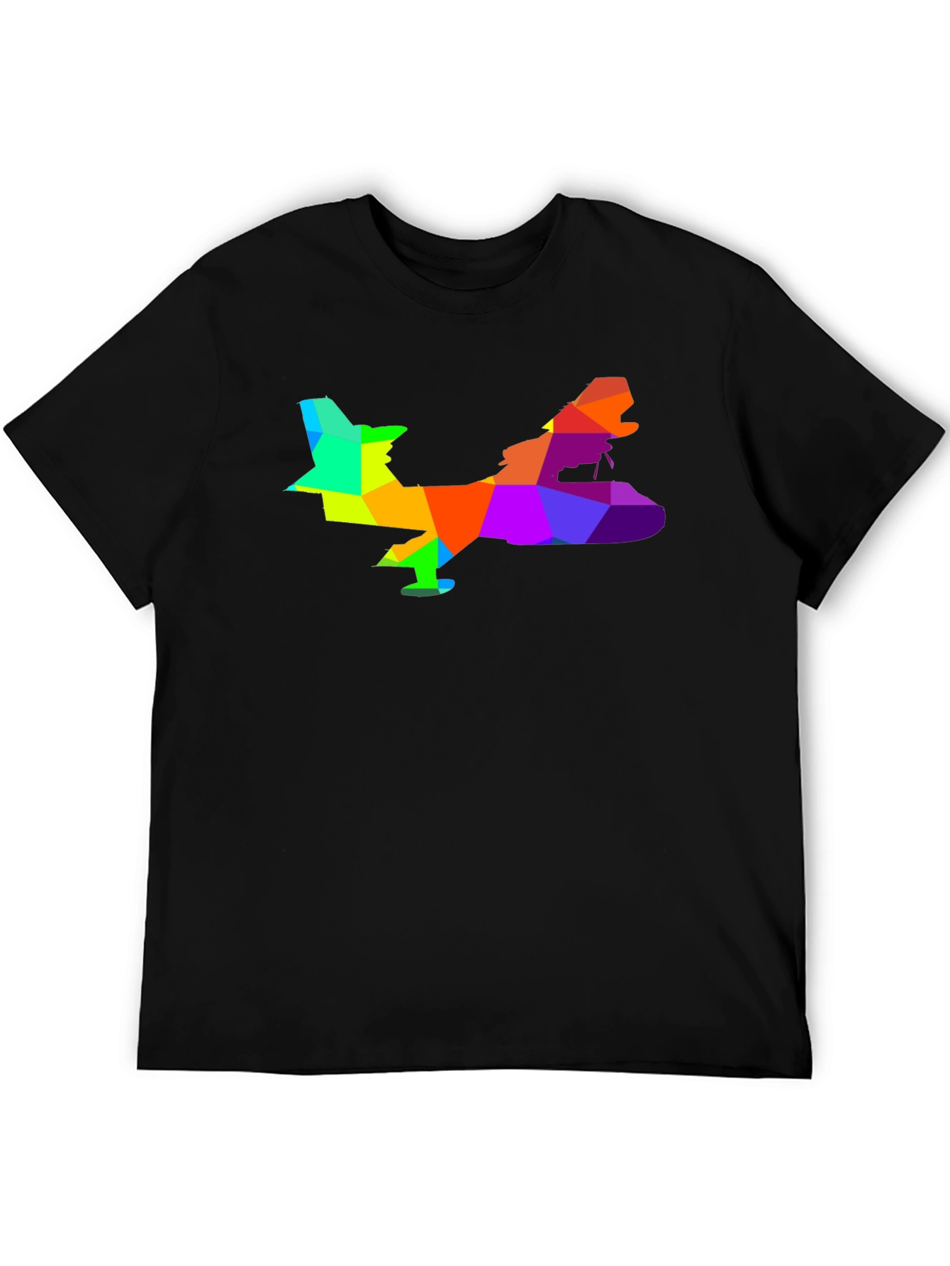 Geometric Airplane Graphic Tee - Black