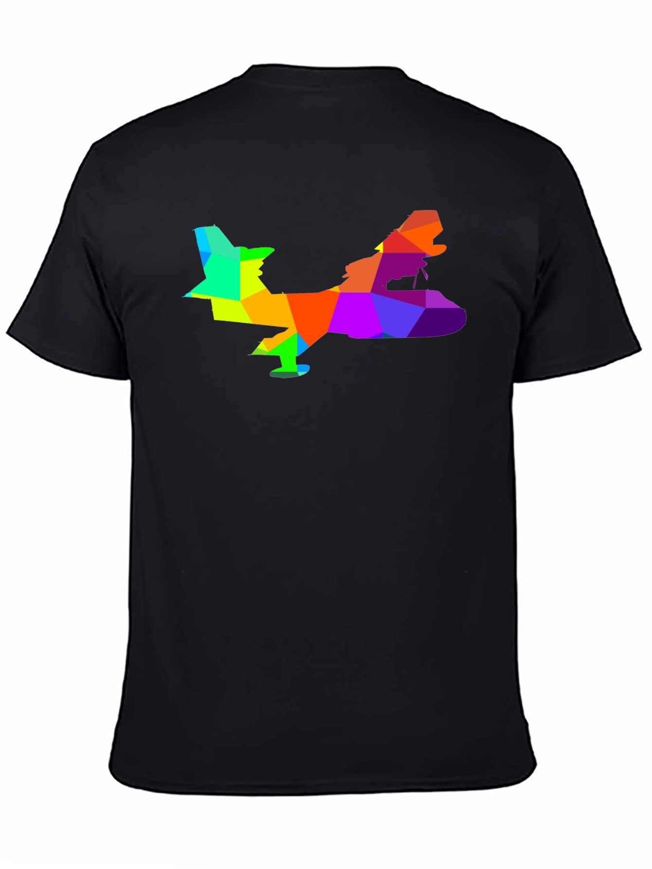 Geometric Airplane Graphic Tee - Black