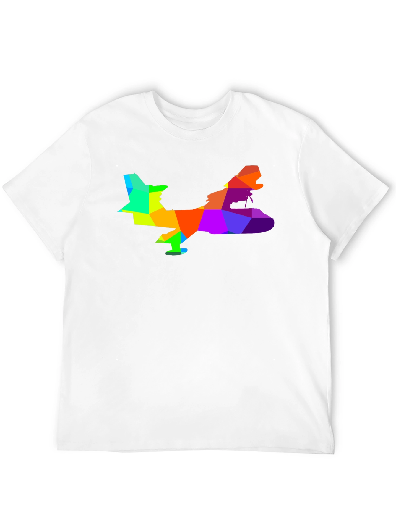 Geometric Airplane Graphic Tee - Black