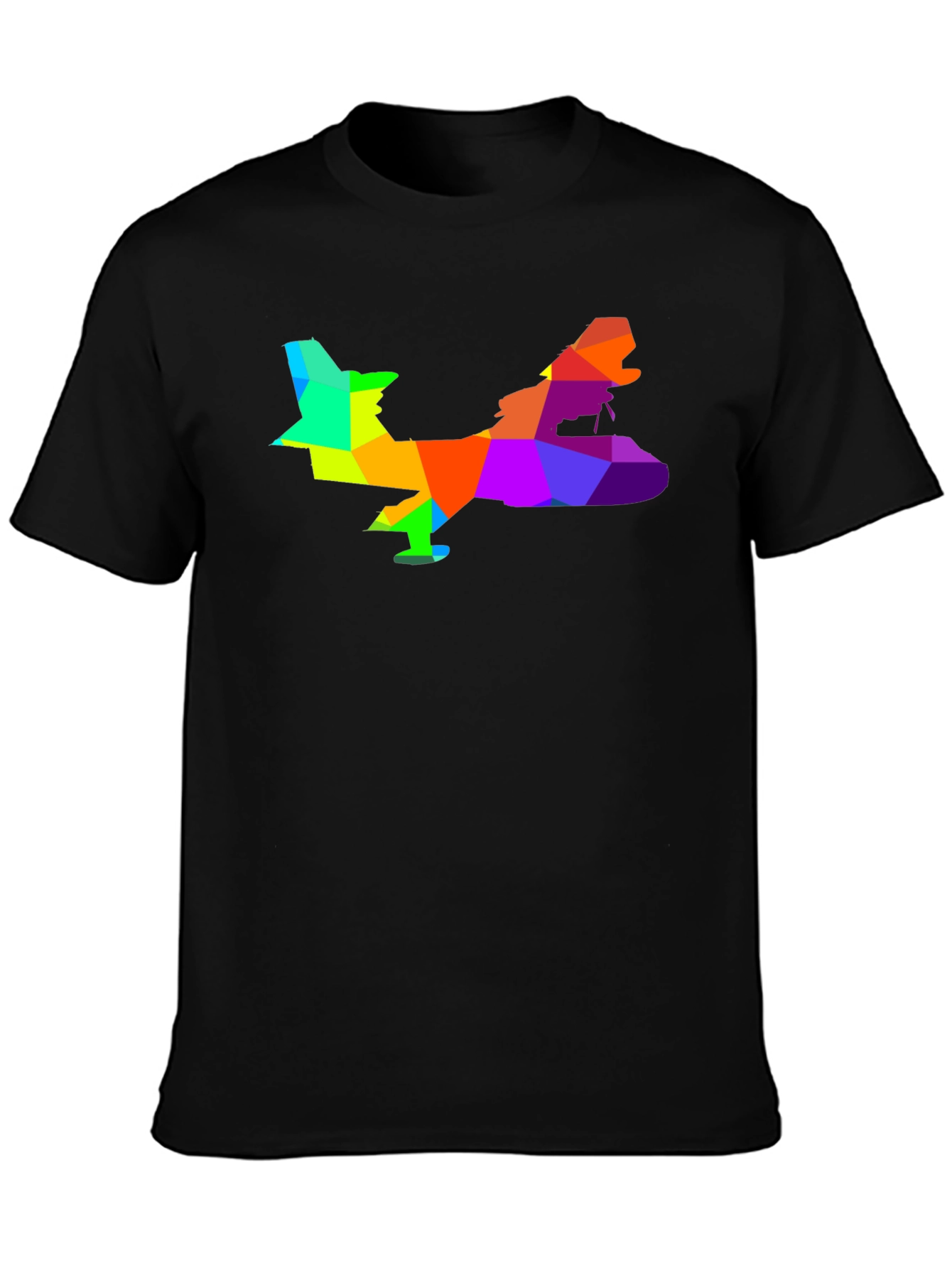 Geometric Airplane Graphic Tee - Black