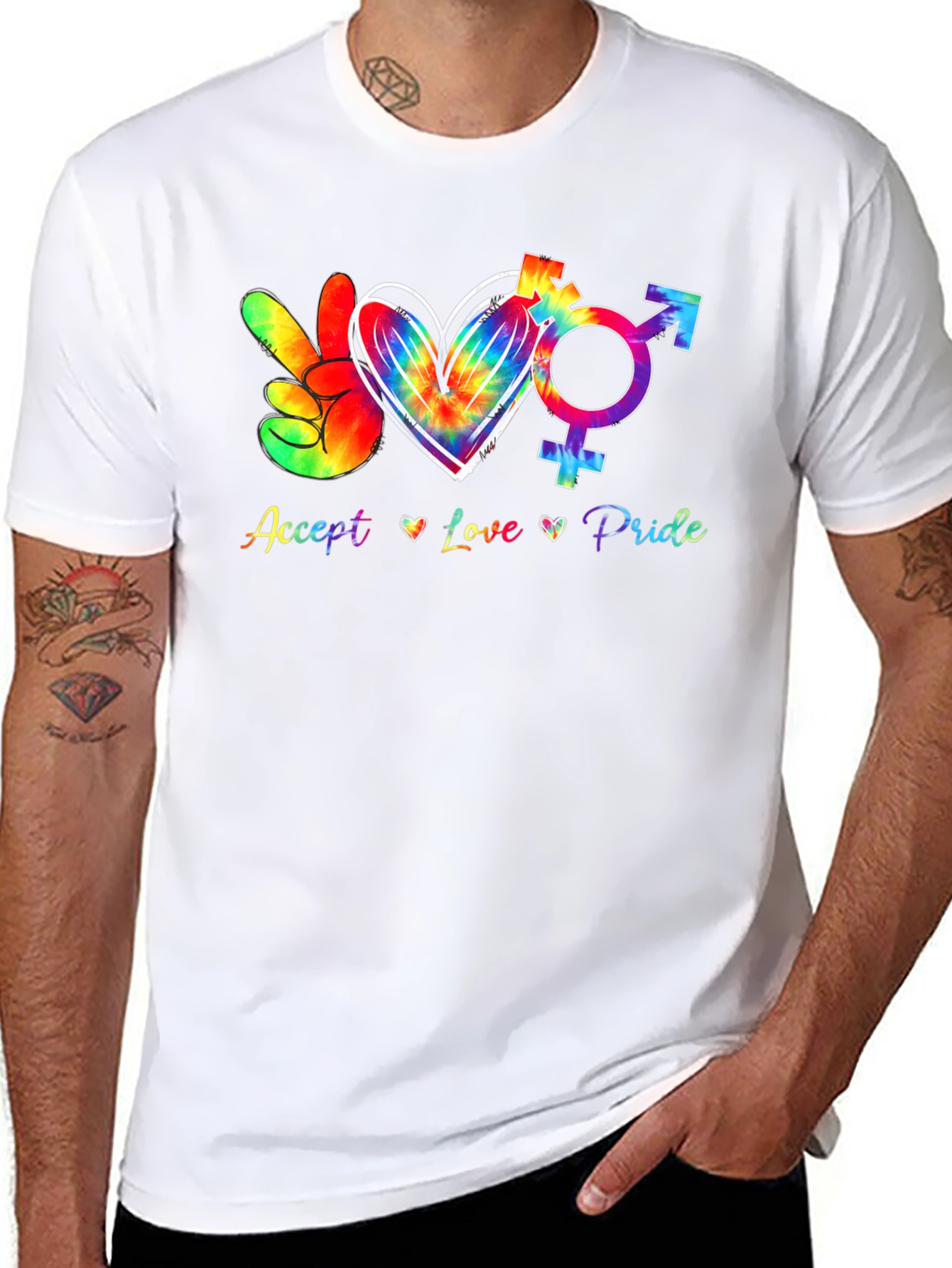 Accept Love Pride Tie-Dye Graphic Tee