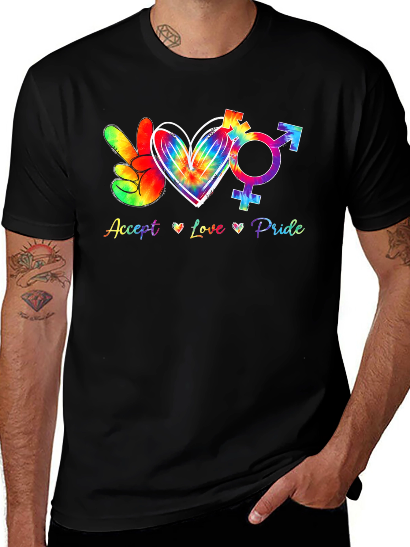 Accept Love Pride Tie-Dye Graphic Tee