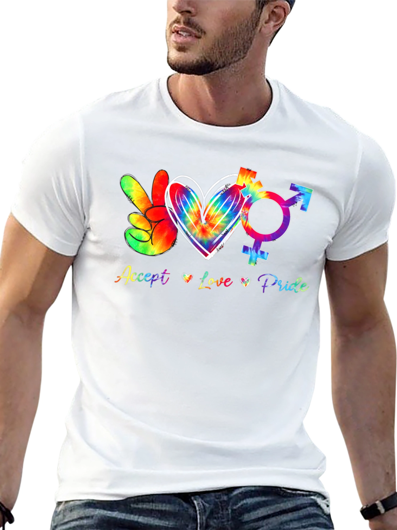 Accept Love Pride Tie-Dye Graphic Tee
