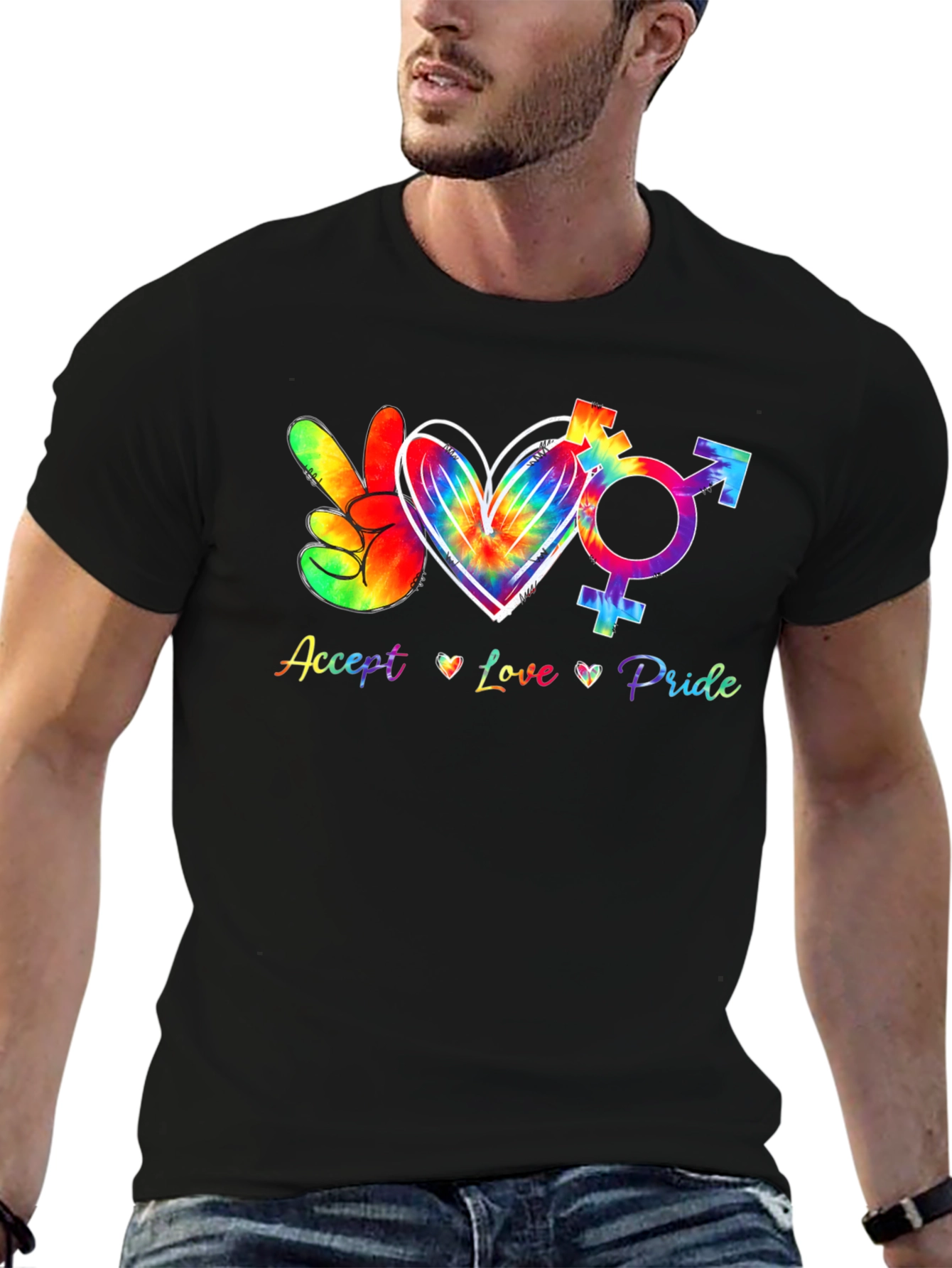Accept Love Pride Tie-Dye Graphic Tee
