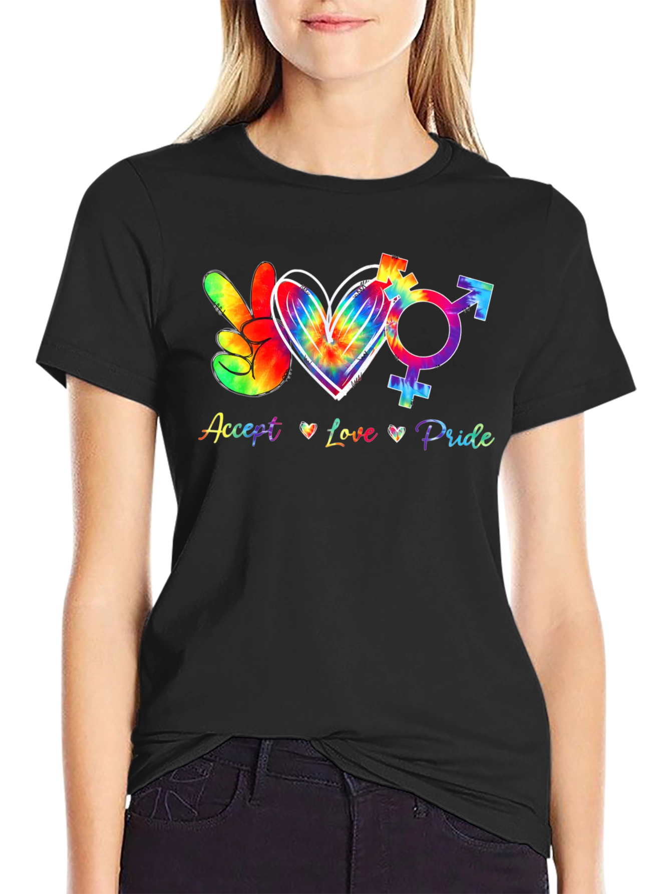 Accept Love Pride Tie-Dye Graphic Tee