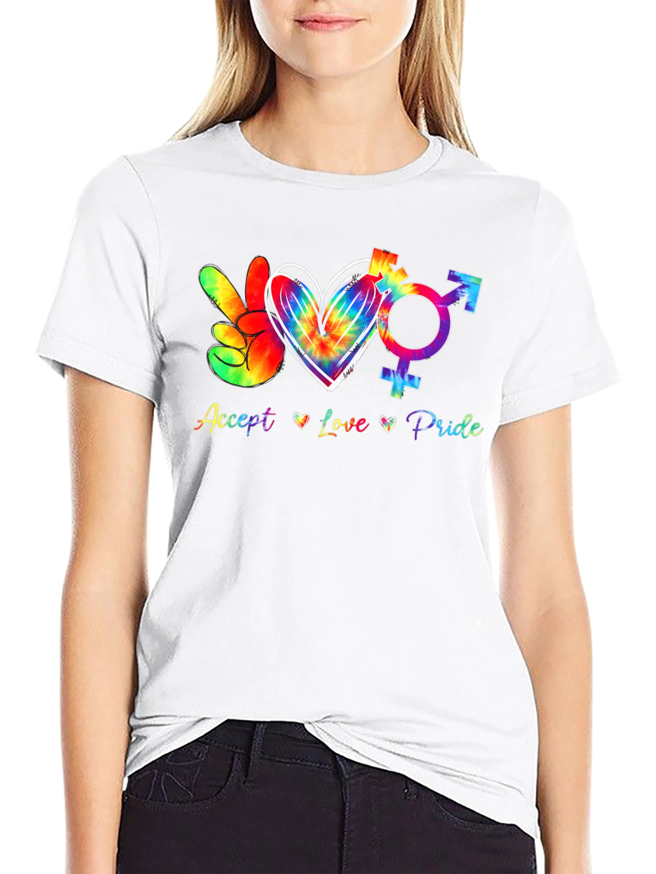 Accept Love Pride Tie-Dye Graphic Tee