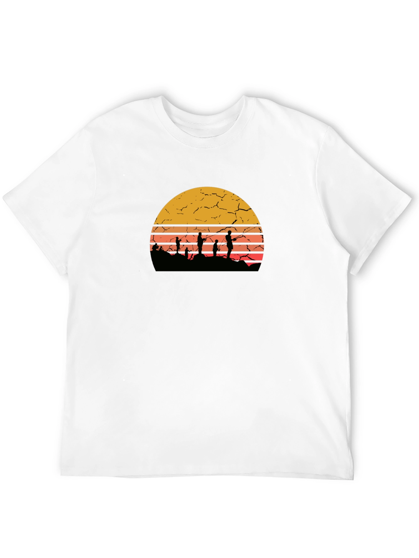 Sunset Fishing Graphic Tee - Retro Style