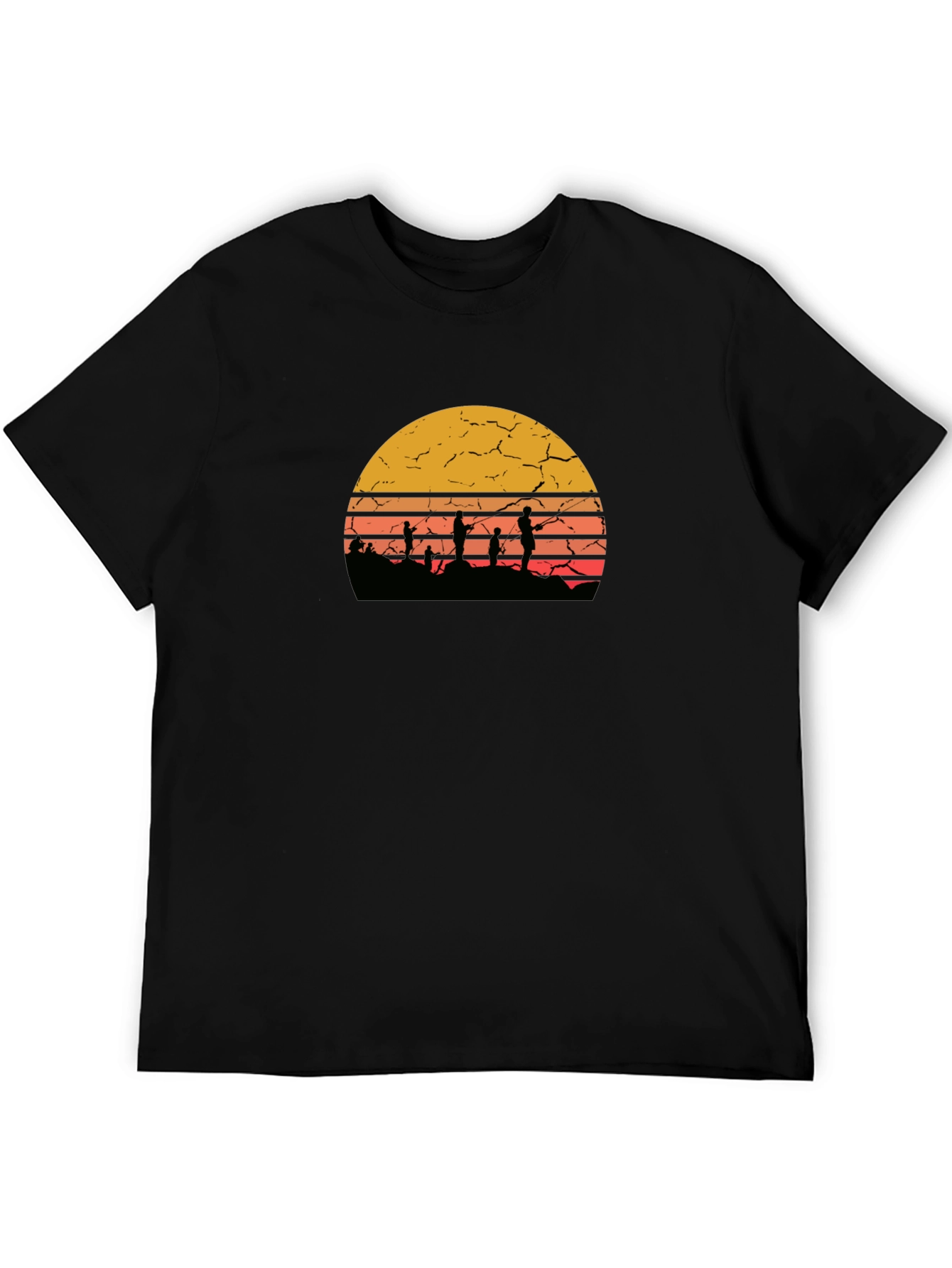 Sunset Fishing Graphic Tee - Retro Style