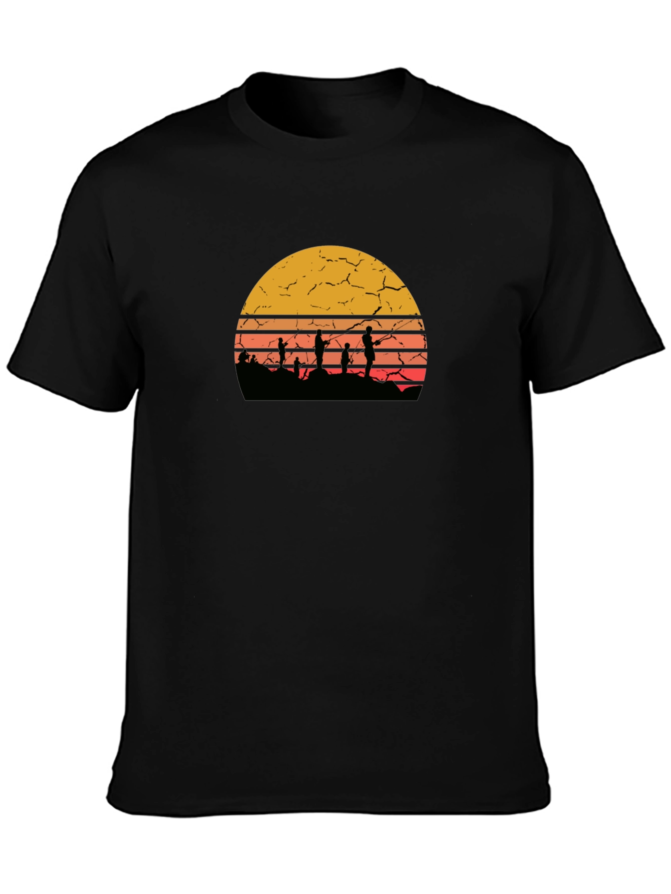 Sunset Fishing Graphic Tee - Retro Style