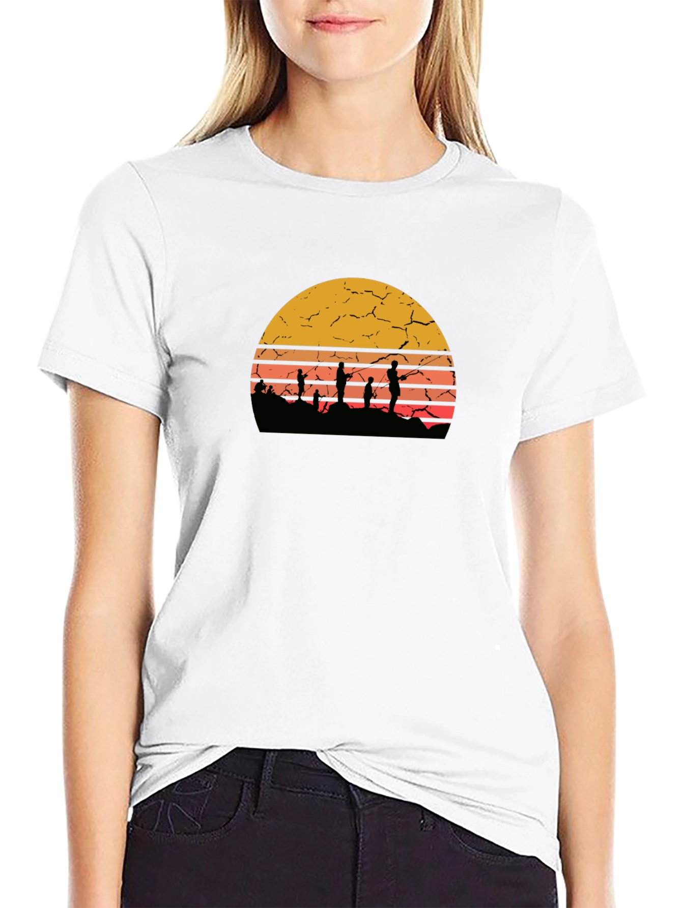 Sunset Fishing Graphic Tee - Retro Style