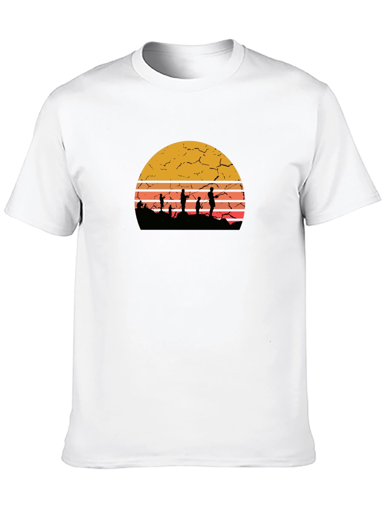 Sunset Fishing Graphic Tee - Retro Style