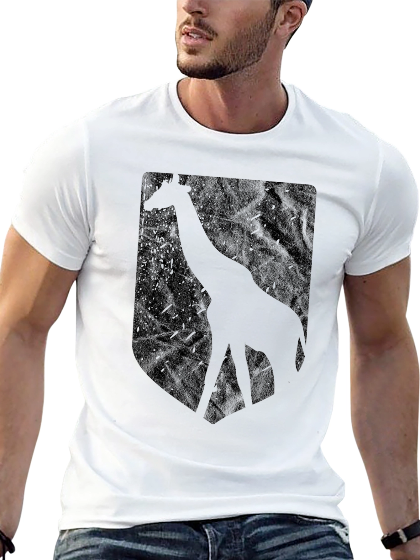 Giraffe Silhouette Graphic Tee - Black T-Shirt