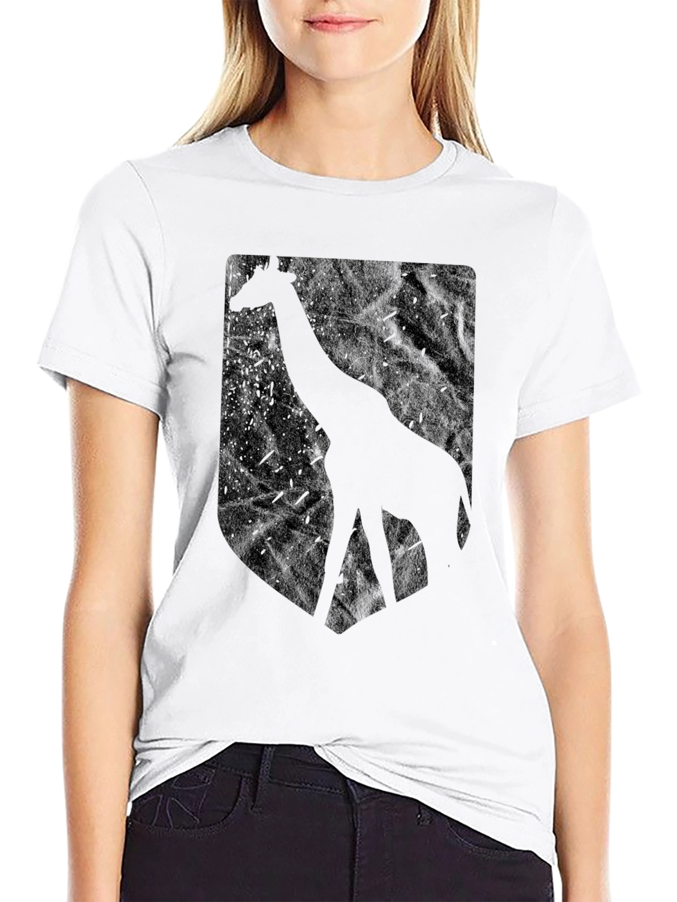 Giraffe Silhouette Graphic Tee - Black T-Shirt