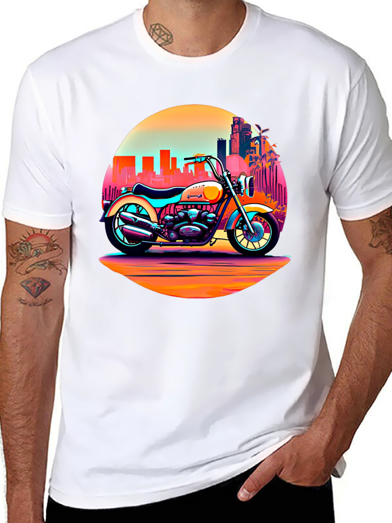 Retro Motorcycle Graphic T-Shirt