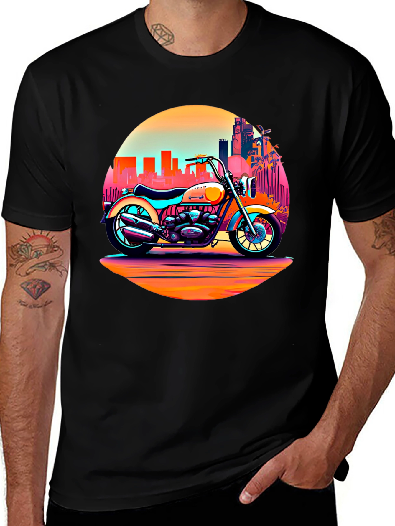 Retro Motorcycle Graphic T-Shirt