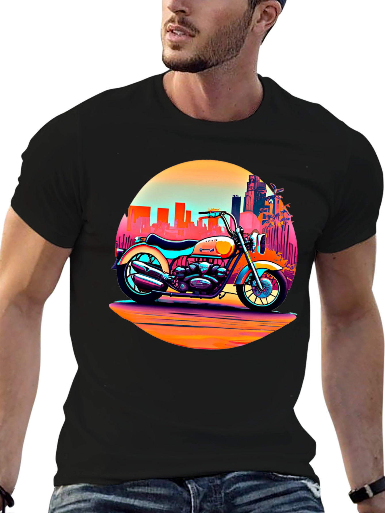 Retro Motorcycle Graphic T-Shirt