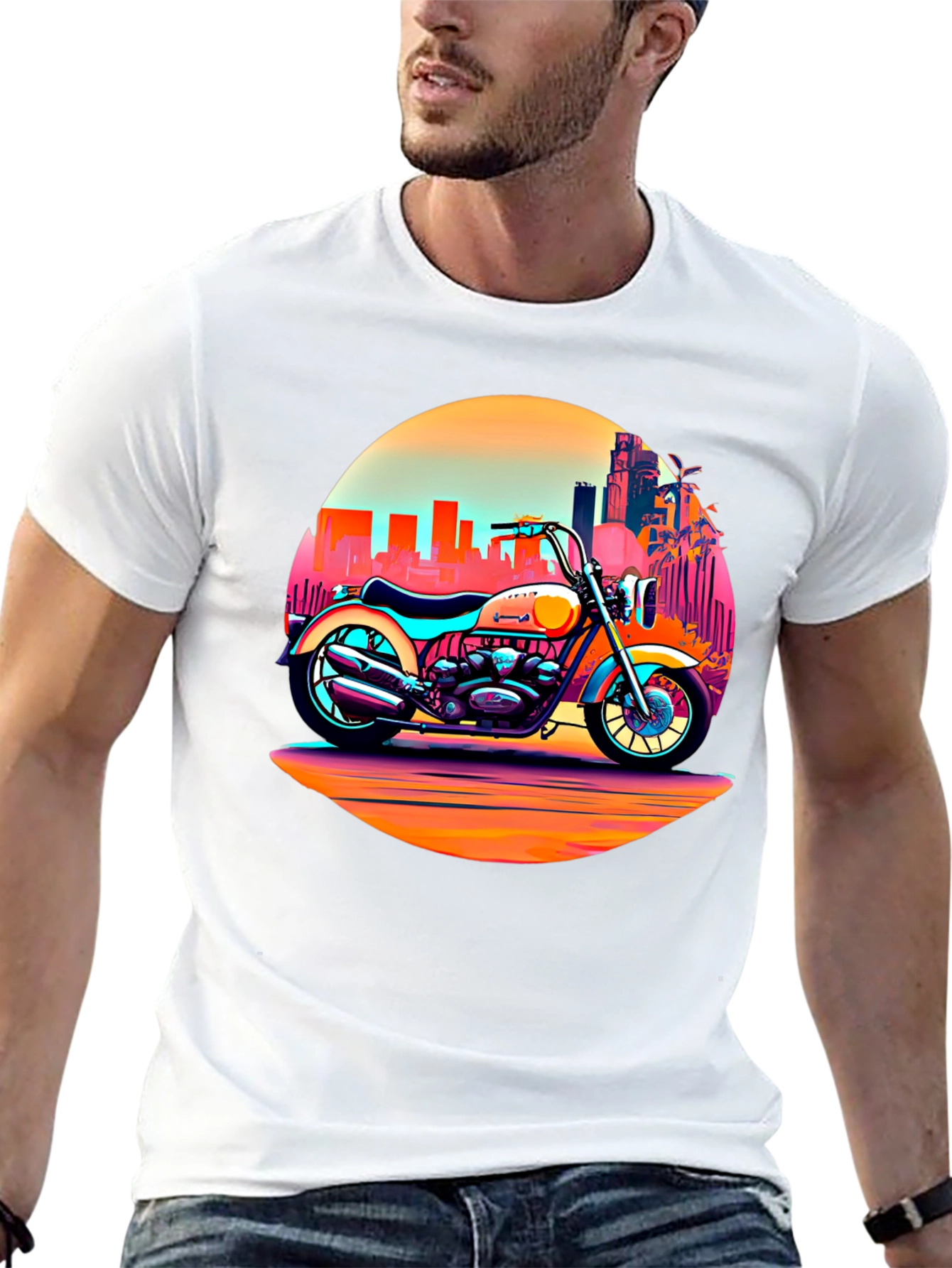 Retro Motorcycle Graphic T-Shirt