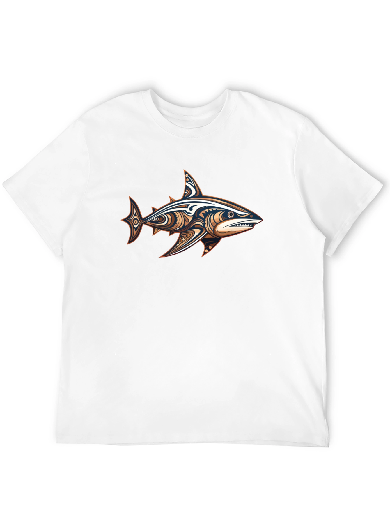 Tribal Shark Graphic Black T-Shirt