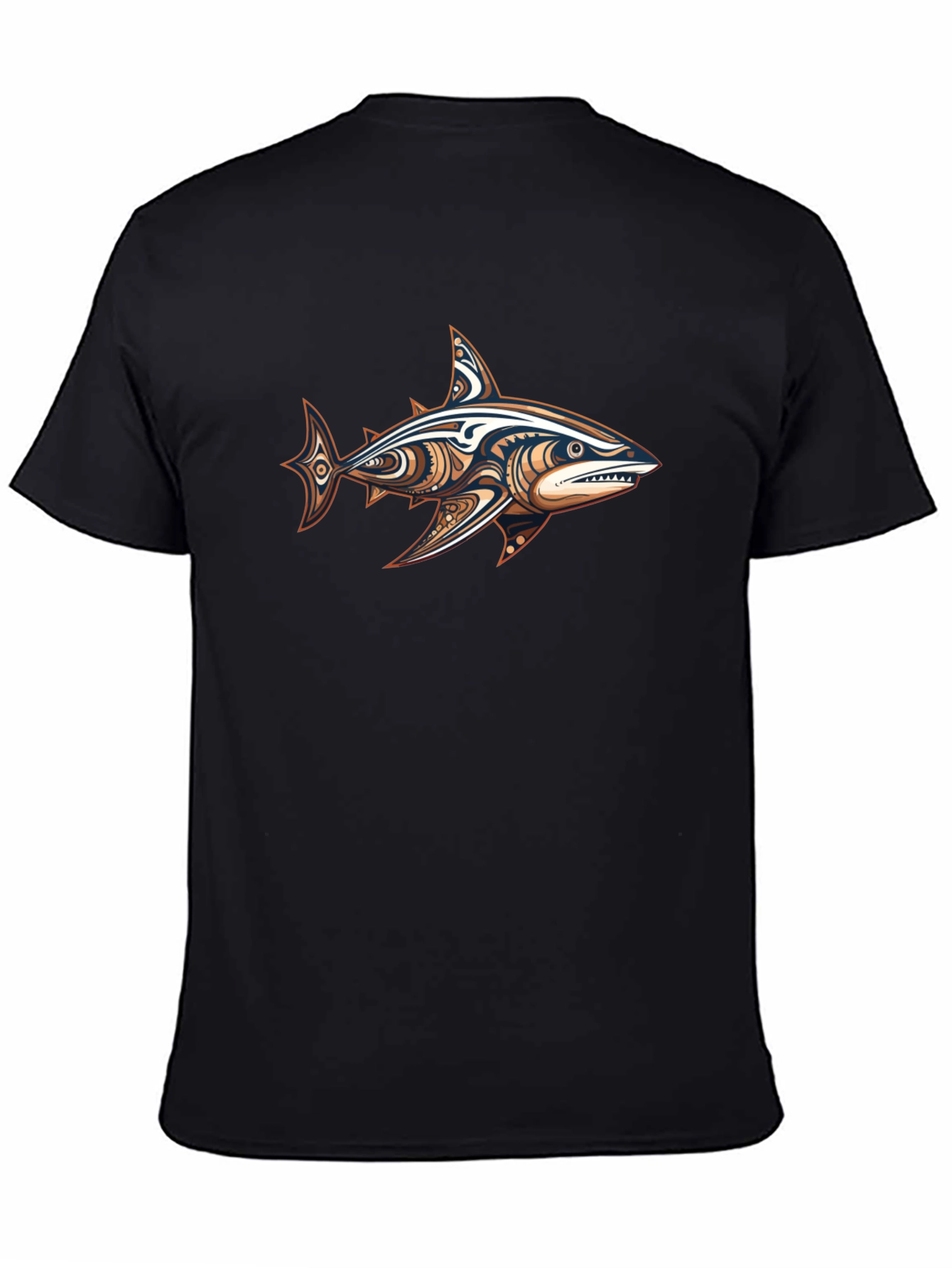 Tribal Shark Graphic Black T-Shirt