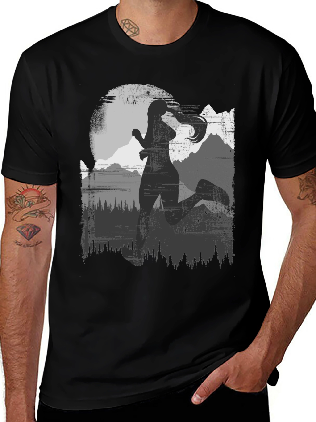 Womens Running Silhouette T-Shirt: Adventure Design