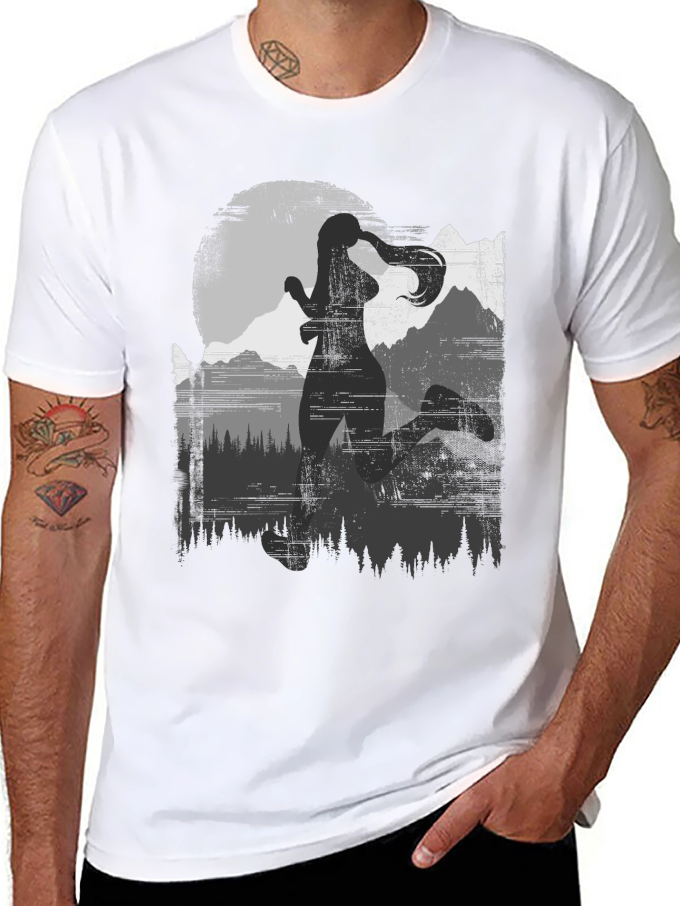 Womens Running Silhouette T-Shirt: Adventure Design