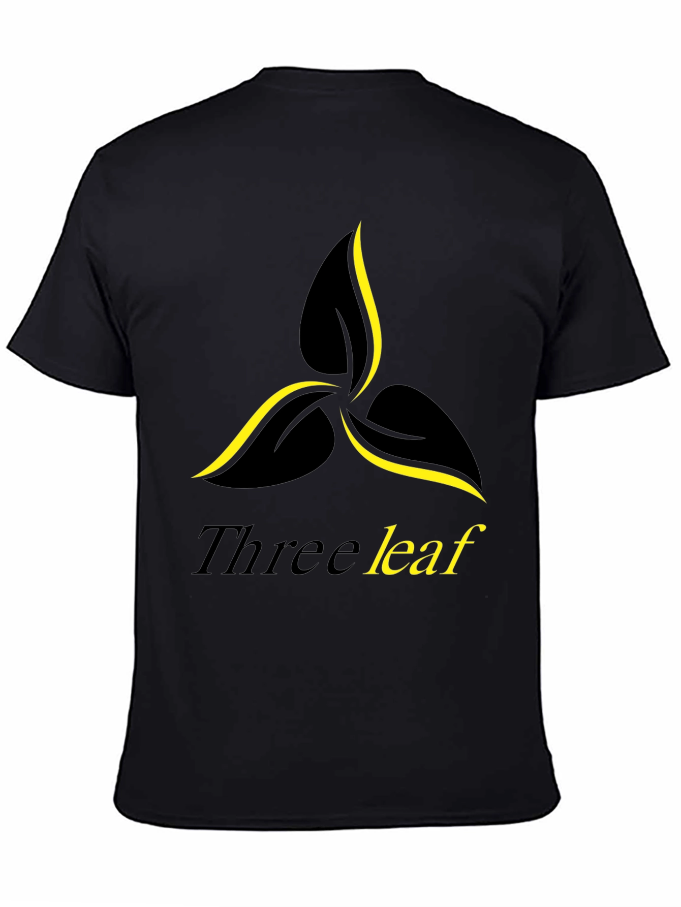 Three Leaf Graphic Print Black T-Shirt