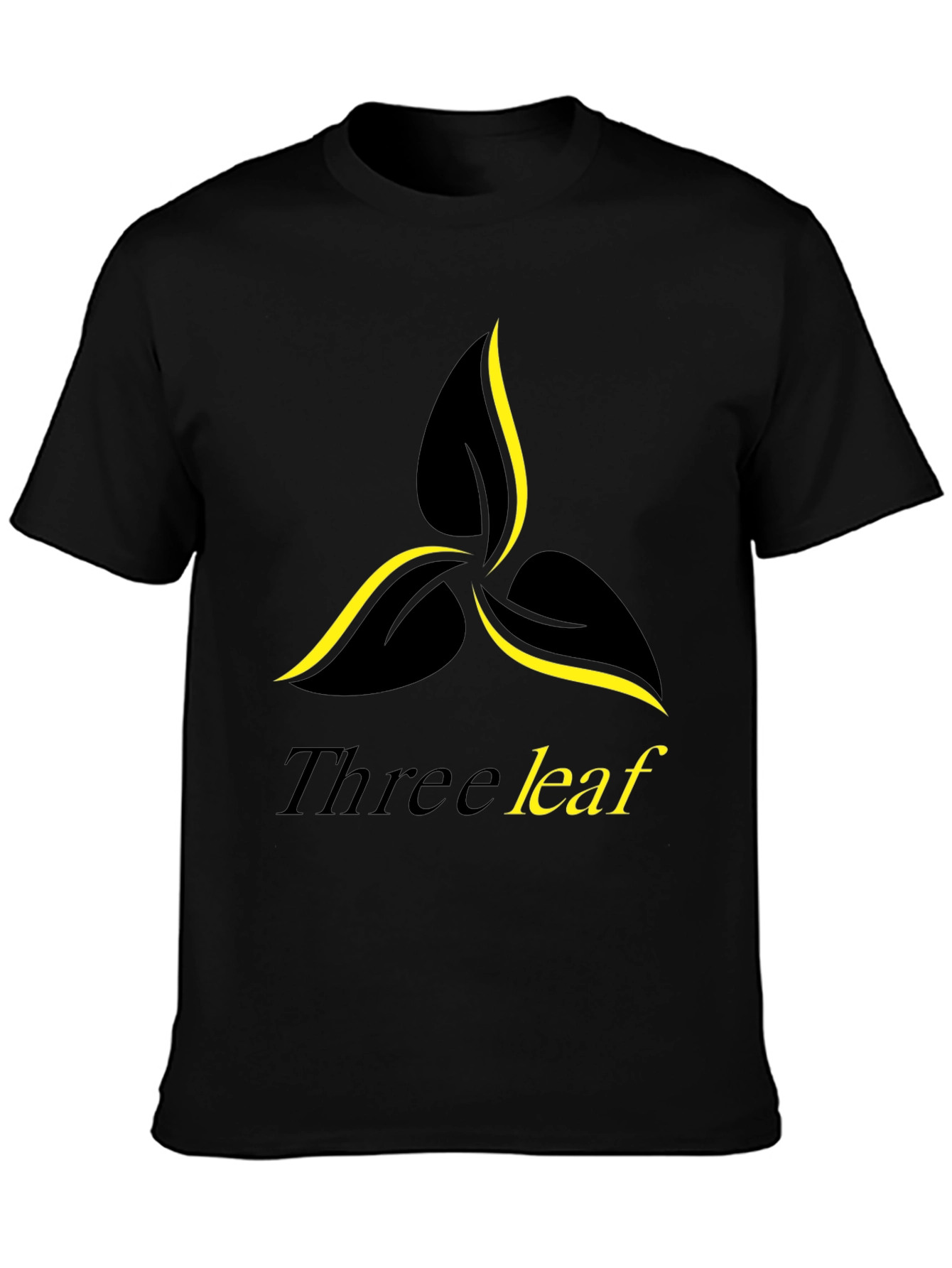 Three Leaf Graphic Print Black T-Shirt