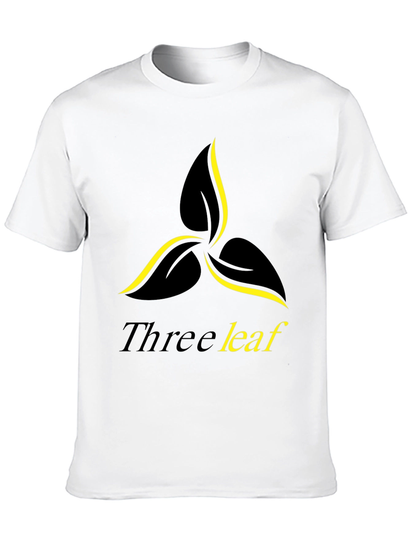Three Leaf Graphic Print Black T-Shirt