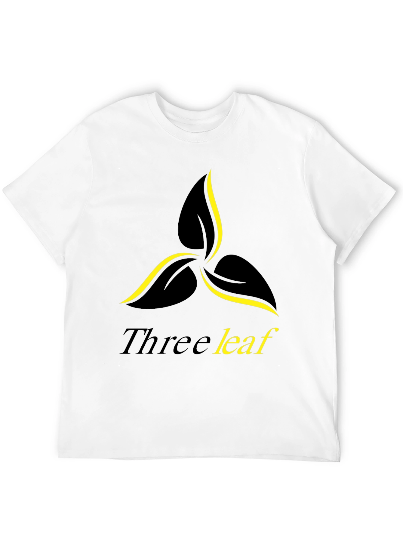 Three Leaf Graphic Print Black T-Shirt