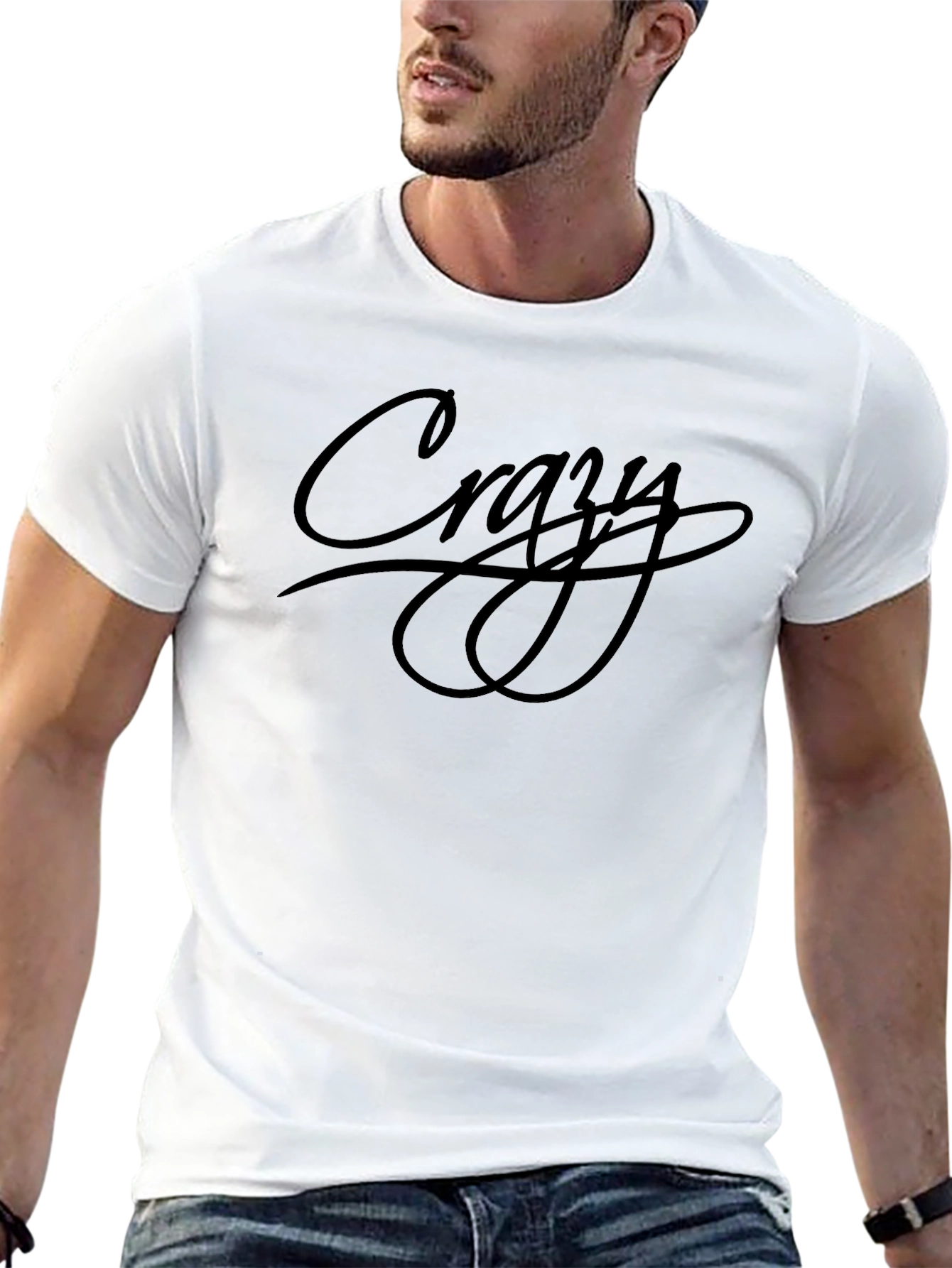 Crazy Graphic Print Crew Neck T-Shirt