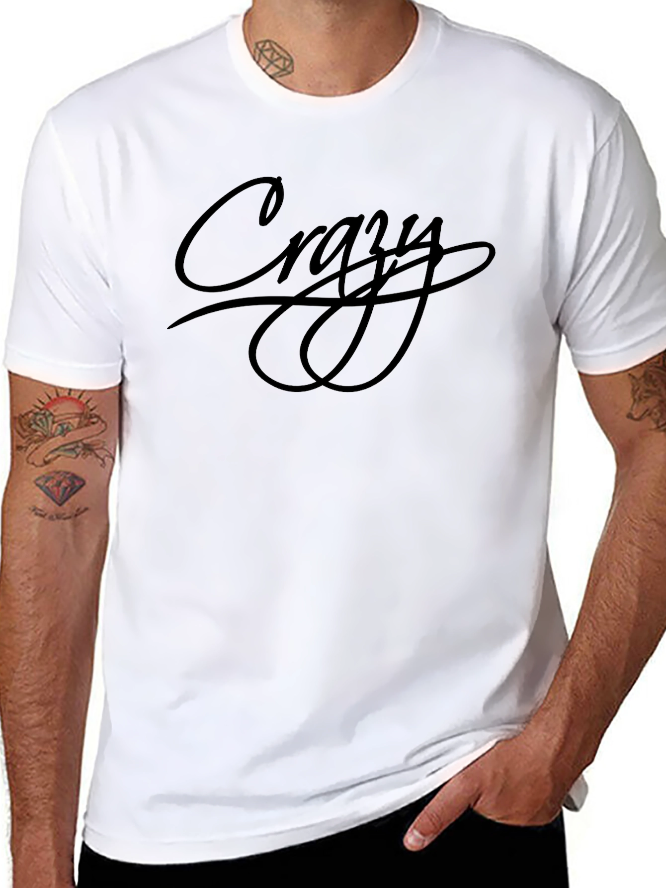 Crazy Graphic Print Crew Neck T-Shirt