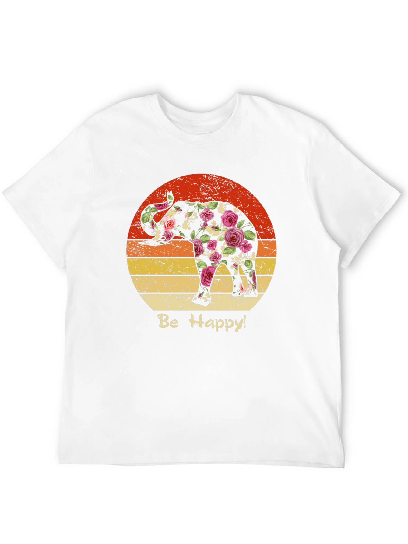 Floral Elephant Sunset Graphic Tee
