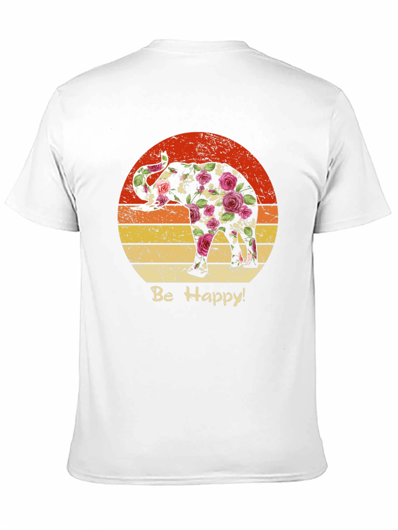 Floral Elephant Sunset Graphic Tee
