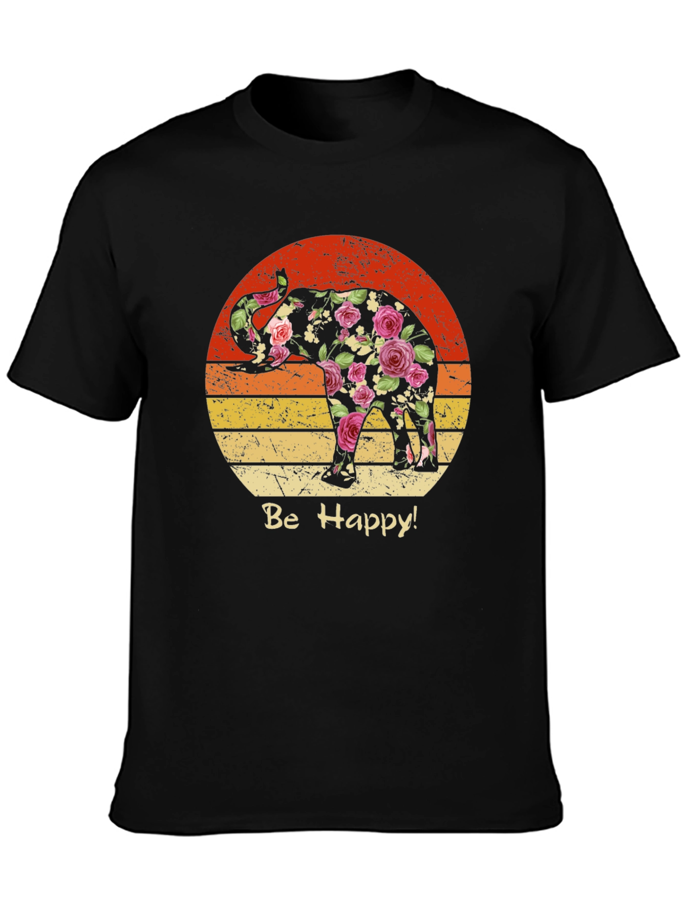Floral Elephant Sunset Graphic Tee