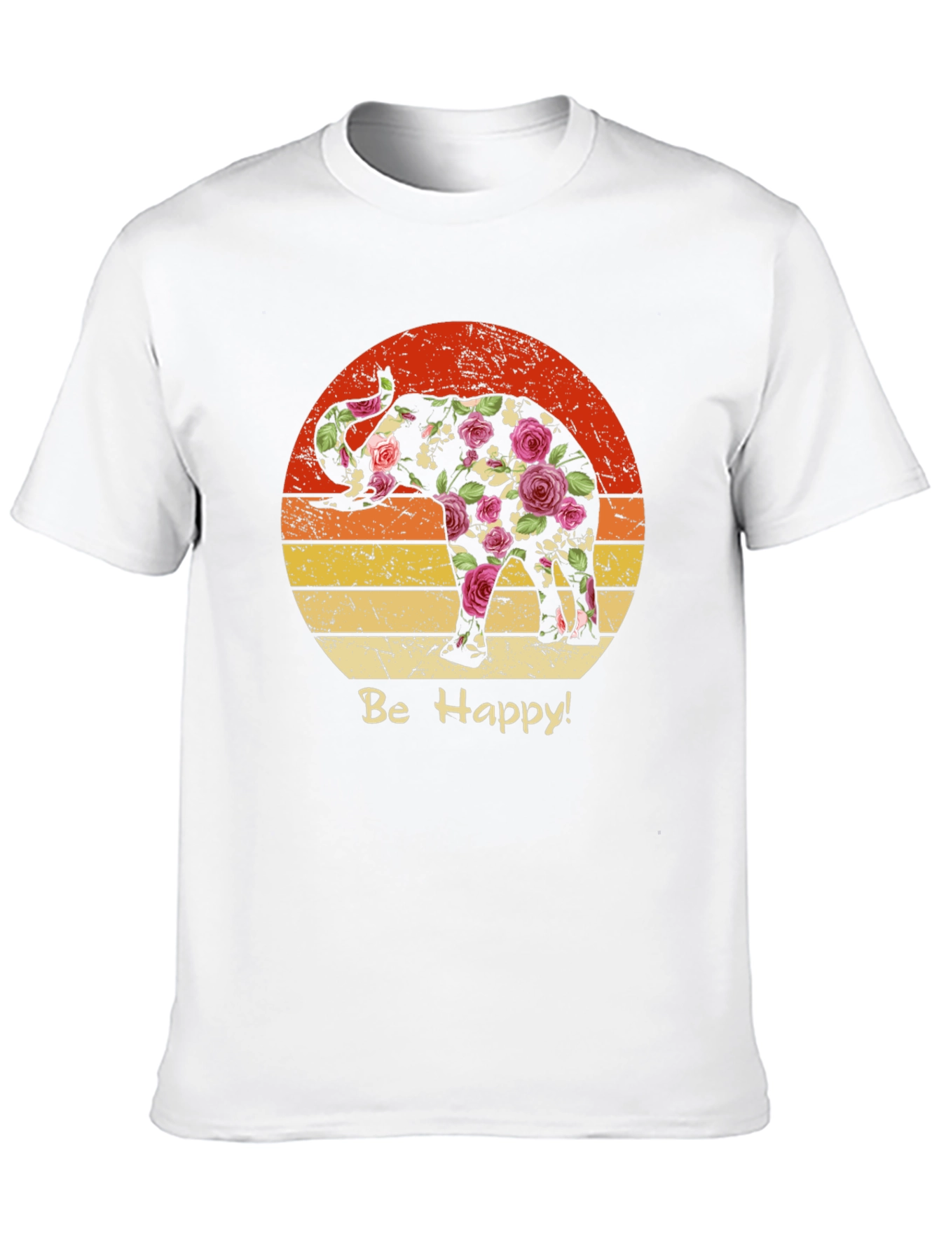 Floral Elephant Sunset Graphic Tee