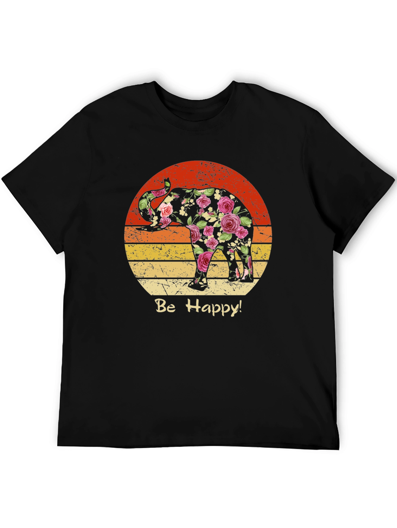Floral Elephant Sunset Graphic Tee
