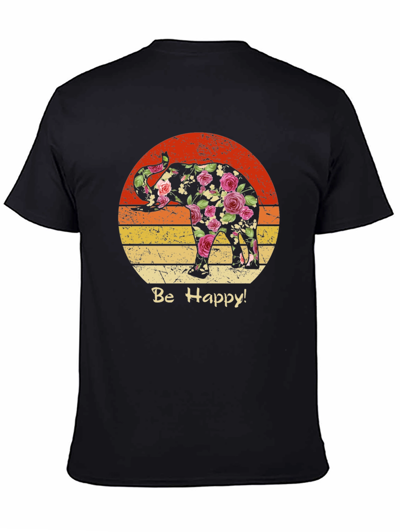 Floral Elephant Sunset Graphic Tee