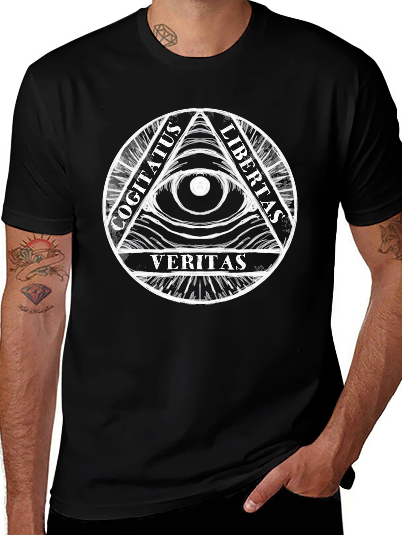 Illuminati Eye Black T-Shirt - Cogitatus Veritas Libertas