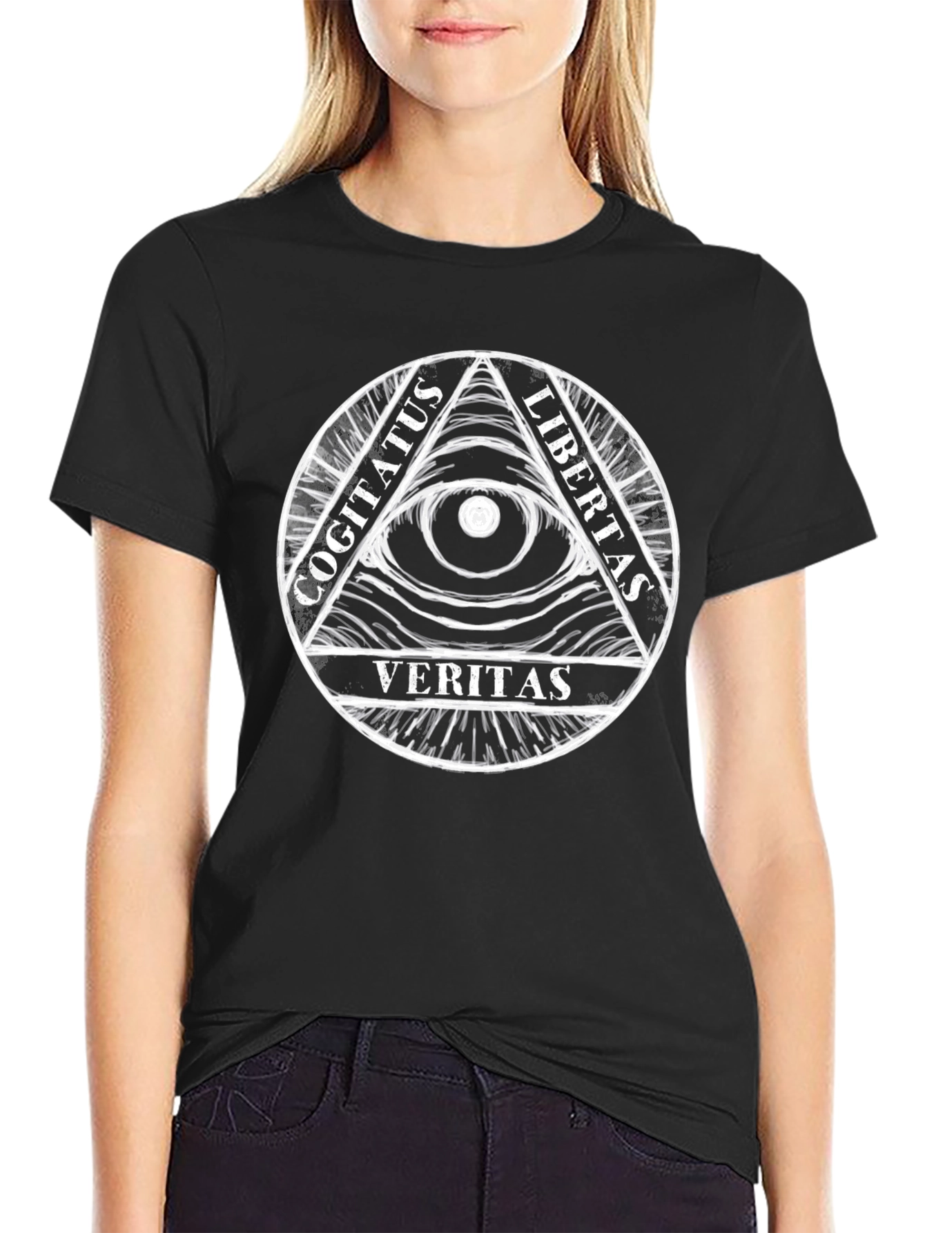 Illuminati Eye Black T-Shirt - Cogitatus Veritas Libertas