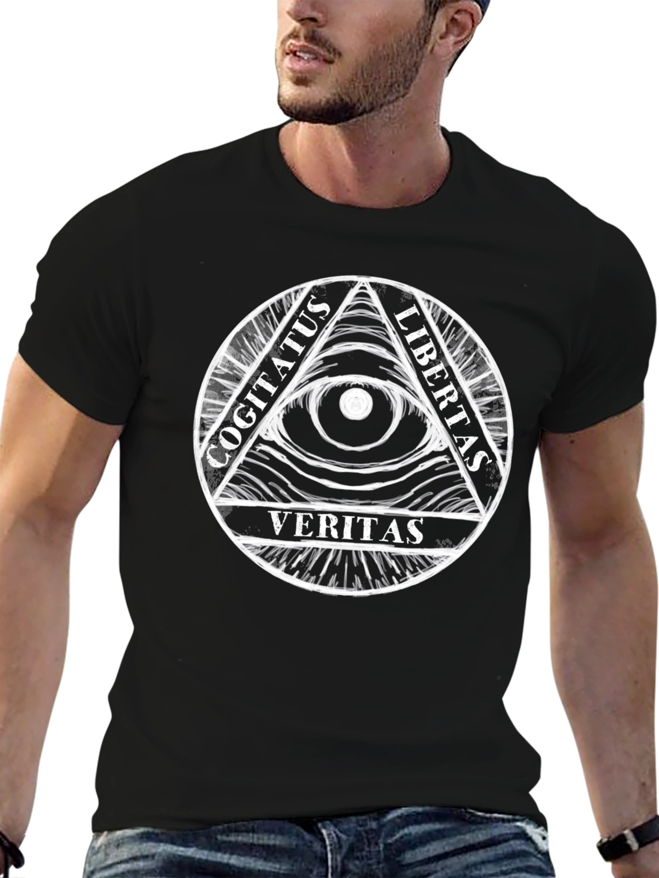Illuminati Eye Black T-Shirt - Cogitatus Veritas Libertas