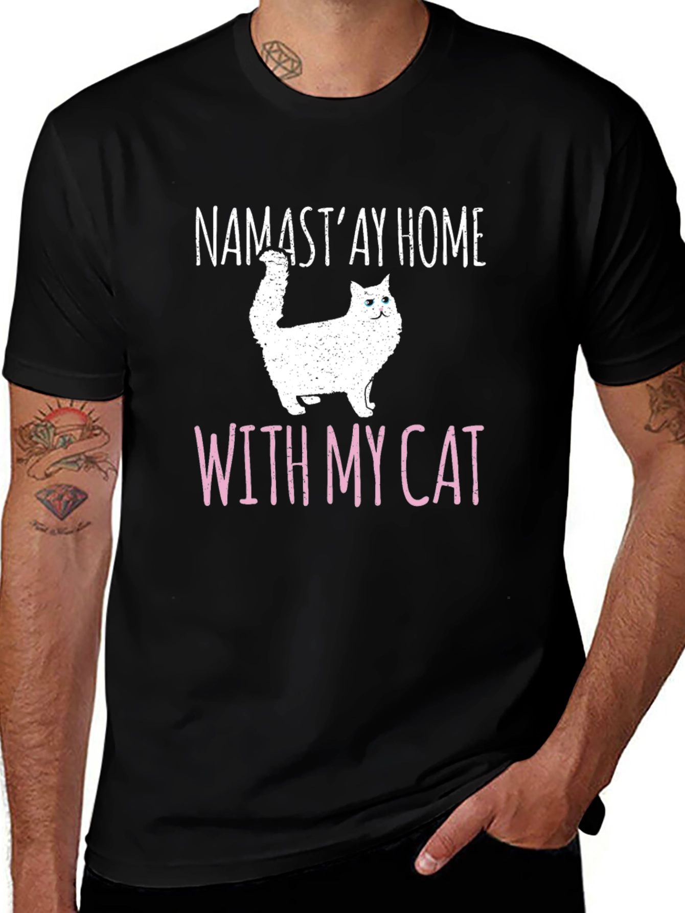 Namastay Home With My Cat T-Shirt